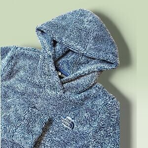Women’s The North Face Osito Blue Grey Soft Fleece Sherpa Hoodie Small Fuzzy!